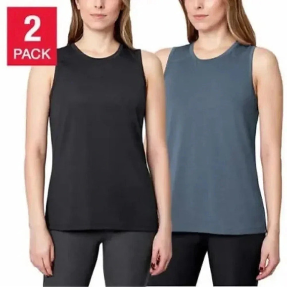 Mondetta Ladies  Active Tank Top, 2-Pack, Black/Blue, NWT - Picture 1 of 8